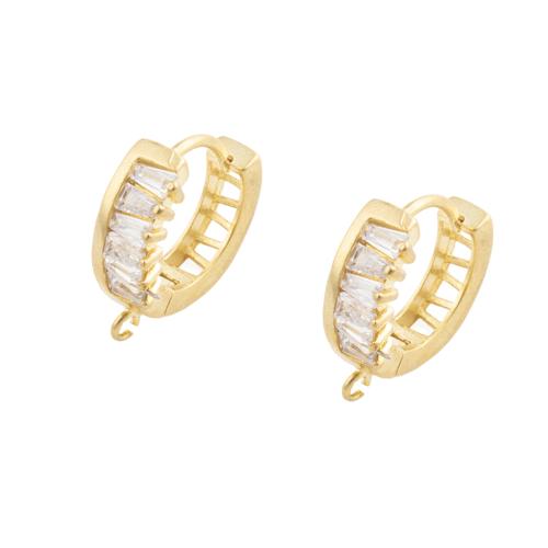 Messing Hoop Earring Components, plated, DIY & micro pave zirconia, gouden, 16.50x5.50x15.50mm, 5paren/Lot, Verkocht door Lot