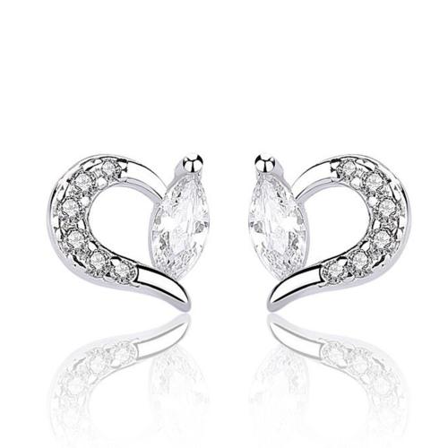 Ciúbach Zirconia Micrimhilseogra réiteodh Earring Prás, plátáilte, micrea réiteach zirconia ciúbach & do bhean, dath platanam, 8x9mm, Díolta De réir Péire