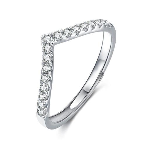 Kubieke Circonia Micro Pave Brass Ring, Messing, plated, micro pave zirconia & voor vrouw, platina kleur, Verkocht door PC