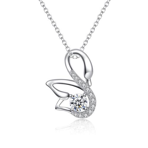 Kubik Zirkonium mikro bana Mässing hängande, Swan, plated, DIY & micro bana cubic zirconia, fler färger för val, 20x14mm, Säljs av Par