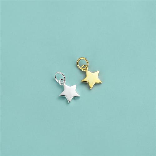 925 Sterling Silver siogairlín, Star, plátáilte, DIY, dathanna níos mó le haghaidh rogha, 8.20x10.20mm, Poll:Thart 3.3mm, Díolta De réir PC