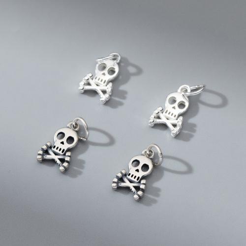 925 Sterling Sølv vedhæng, Skull, du kan DIY & hule, flere farver til valg, 13x7.50x2.30mm, Solgt af PC