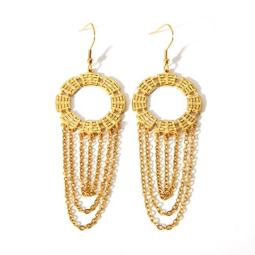 Fashion Fringe Boucles d'oreilles, Acier inoxydable 304, avec perle de plastique, Plaqué or 18K, bijoux de mode & styles différents pour le choix & pour femme, doré, Vendu par paire