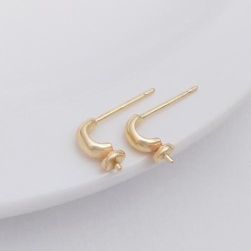 Brass Earring Post, cobre, 14K cheio de ouro, sem pedras apenas um ajuste & DIY, dourado, níquel, chumbo e cádmio livre, 8x4mm, vendido por par