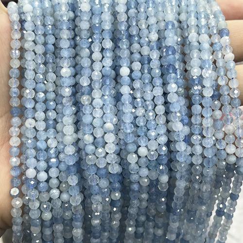 Edelstein Schmuckperlen, Aquamarin, rund, Modeschmuck & DIY & facettierte, seeblau, 4mm, verkauft per ca. 38 cm Strang