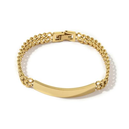 Pulseira de aço titânio, Partículas de aço, joias de moda & para mulher, dourado, comprimento Aprox 18 cm, vendido por PC