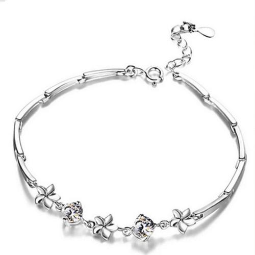 Sterling Sølv Armbånd, 925 Sterling Sølv, med 3cm extender kæde, mode smykker & Micro Pave cubic zirconia & for kvinde, Længde Ca. 20.5 cm, Solgt af PC