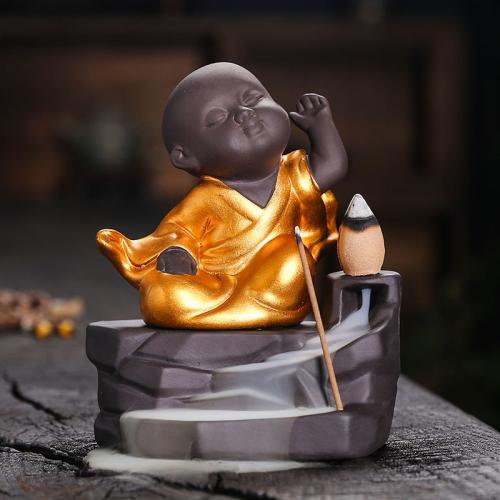 Backflow Incense Burner Purple Clay half handmade for home and office & durable & multifunctional Sold By PC