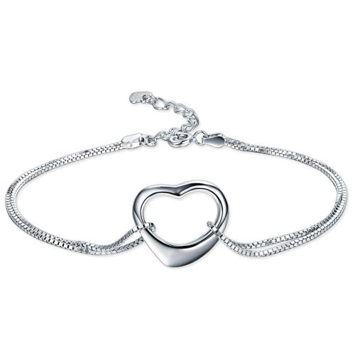 Sterling Sølv Armbånd, 925 Sterling Sølv, med 3.5cm extender kæde, Heart, mode smykker & for kvinde, nikkel, bly & cadmium fri, Længde Ca. 16.5 cm, Solgt af PC