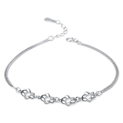 Sterling Silver Βραχιόλια, 925 ασημένιο ασήμι, με 3cm επεκτατικού αλυσίδας, Λουλούδι, γυαλισμένο, κοσμήματα μόδας & για τη γυναίκα, νικέλιο, μόλυβδο και κάδμιο ελεύθεροι, Μήκος Περίπου 16.5 cm, Sold Με PC