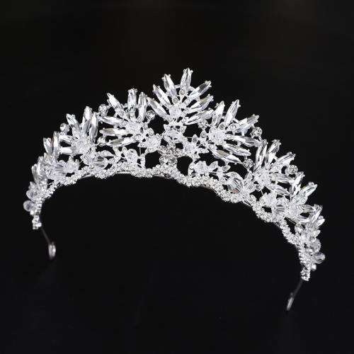 Tiaras, aleación de zinc, para mujer & con diamantes de imitación, plateado, libre de níquel, plomo & cadmio, diameter 140mm, height 75mm, arc length 280-300mm, Vendido por UD