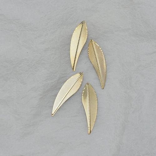 Zinklegering Leaf Hangers, Zinc Alloy, Blad, gold plated, DIY, nikkel, lood en cadmium vrij, 15x50mm, Verkocht door PC