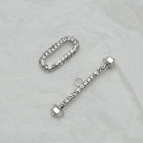 Zinc Alloy toggle lås, sølvfarvet forgyldt, du kan DIY & forskellig størrelse for valg & med rhinestone, flere farver til valg, nikkel, bly & cadmium fri, Solgt af PC