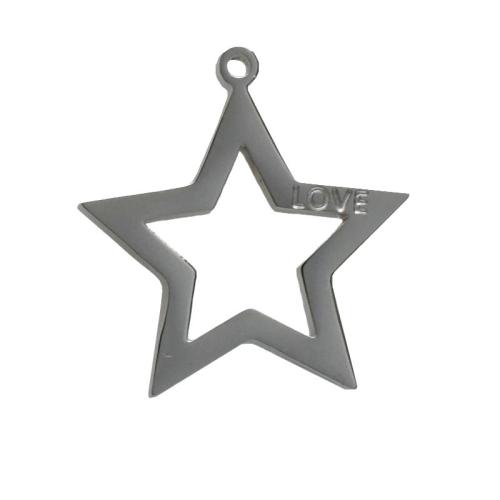 Rostfritt stål Smycken Hängen, 304 rostfritt stål, Star, polerad, DIY, ursprungliga färgen, 25x38x2.40mm, Säljs av PC