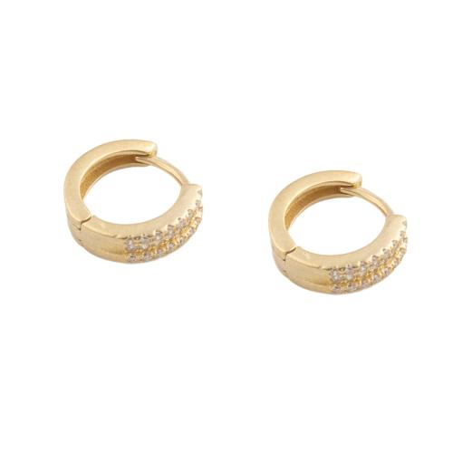 Boucles d'oreilles en laiton zircon cubique pavent, Placage, pavé de micro zircon & pour femme, doré, 11.50x3.50x12.50mm, 5pairescouple/lot, Vendu par lot