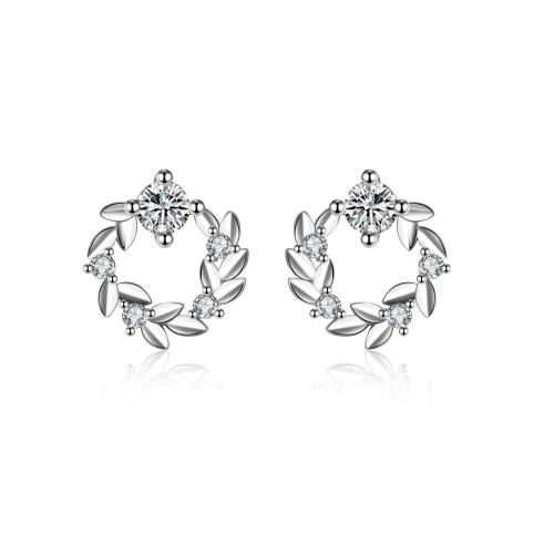 Ciúbach Zirconia Micrimhilseogra réiteodh Earring Prás, plátáilte, micrea réiteach zirconia ciúbach & do bhean, dath platanam, 10x9mm, Díolta De réir Péire