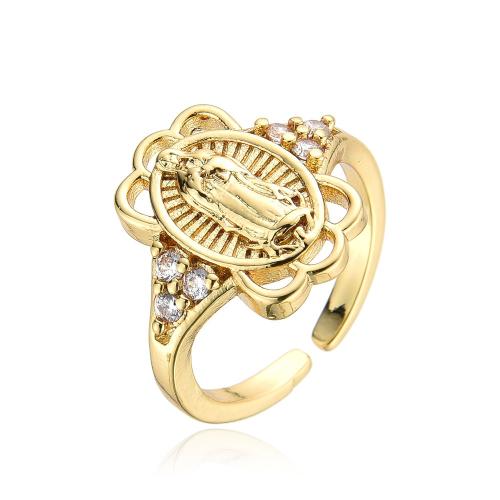 Kubisk Circonia Micro bane messing Ring, forgyldt, Micro Pave cubic zirconia & for kvinde, guld, Solgt af PC