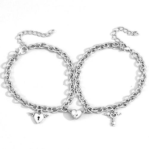 Casal pulseira e bracelete, Partículas de aço, feito à mão, 2 peças & unissex, cor original, vendido por Defina