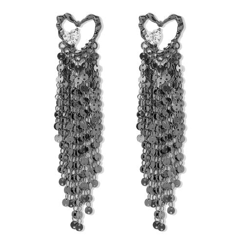 Zinc Alloy Tassel Earring, Heart, forgyldt, for kvinde & hule, flere farver til valg, 24x110mm, Solgt af par