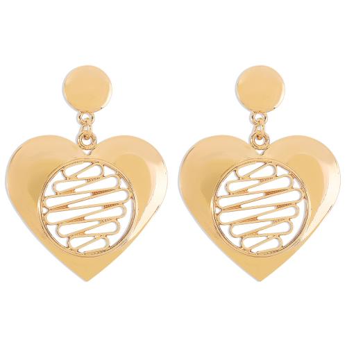 Zinc Alloy Drop Earring, Heart, forgyldt, for kvinde & hule, flere farver til valg, 55x70mm, Solgt af par