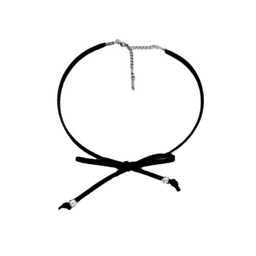 Mode Collier Choker, Velveteen, avec Acier inoxydable 304, avec 6cm chaînes de rallonge, bijoux de mode & pour femme, noire, Longueur Environ 31 cm, Vendu par PC