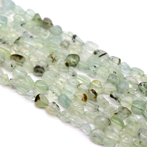 Gemstone Smycken Pärlor, Prehnite, Nuggets, mode smycken & DIY, grön, 6x9mm, Såld Per Ca 38 cm Strand