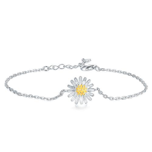 Argento Bracciali, 925 sterline d'argento, with 3cm extender chain, margherita, gioielli di moda & per la donna, assenza di nichel,piombo&cadmio, Lunghezza Appross. 16.5 cm, Venduto da PC