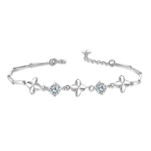 Pulseras de Plata Estelina, Plata de ley 925, con 3cm extender cadena, Joyería & micro arcilla de zirconia cúbica & para mujer, libre de níquel, plomo & cadmio, longitud aproximado 20 cm, Vendido por UD