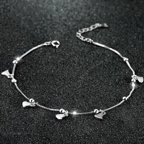 
Mode Sterling Silver Anklet, 925 sterling silver, med 3cm extender kedja, mode smycken & för kvinna, nickel, bly och kadmium gratis, Längd Ca 26 cm, Säljs av PC