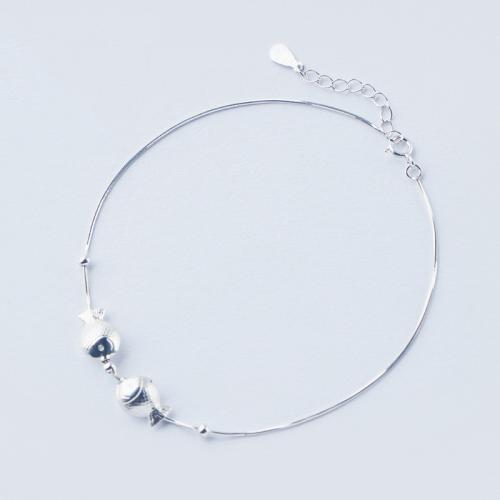 Bracelet en argent sterling à la mode, Argent sterling 925, avec 3.5cm chaînes de rallonge, poisson, poli, bijoux de mode & pour femme, protéger l'environnement, sans nickel, plomb et cadmium, Longueur Environ 22 cm, Vendu par PC