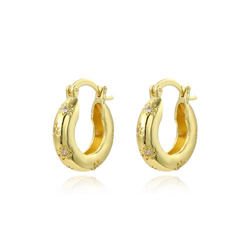 Boucles d'oreilles en laiton zircon cubique pavent, fade et jamais plaqué de haute qualité, bijoux de mode & pavé de micro zircon & pour femme, plus de couleurs à choisir, protéger l'environnement, sans nickel, plomb et cadmium, 21x23mm, Vendu par paire