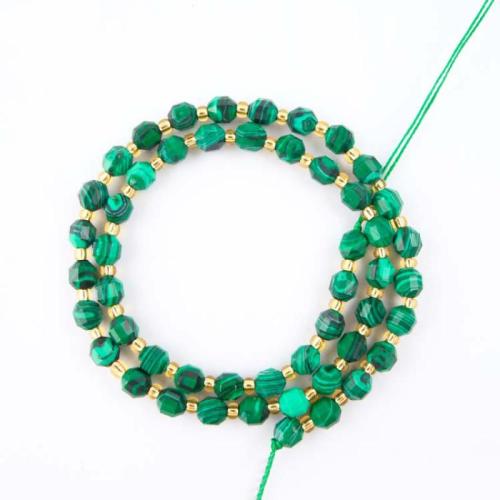 Coirníní jewelry Gemstone, Sintéiseach+Malachite, DIY, glas, 6mm, Fad Thart 38 cm, Díolta De réir PC