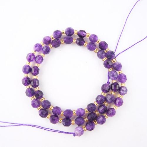 Grânulos de gemstone jóias, misto de pedras semi-preciosas, DIY & facetada, roxo, 6mm, Aprox 45PCs/Strand, vendido para Aprox 38 cm Strand