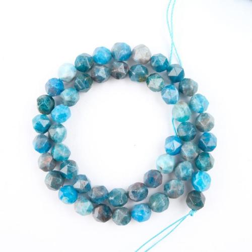 Edelstein Schmuckperlen, Apatite, DIY & facettierte, blau, 8mm, ca. 39PCs/Strang, verkauft per ca. 38 cm Strang