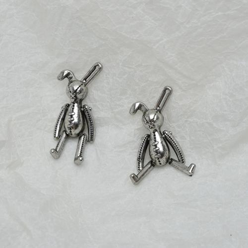 Rustfrit stål Animal Pendler, 304 rustfrit stål, Kanin, poleret, du kan DIY, oprindelige farve, 13x33mm, Solgt af PC