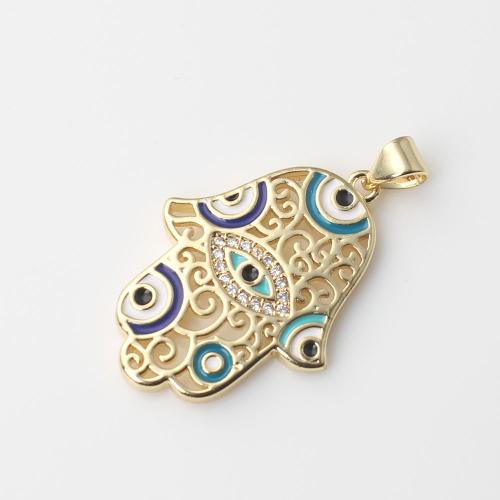 Evil Eye Hangers, Messing, gold plated, DIY & glazuur, nikkel, lood en cadmium vrij, 29.60x21.30x2.50mm, Verkocht door PC