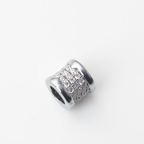 Zirkonia Micro Pave Messing Europa Bead, Zylinder, plattiert, DIY & Micro pave Zirkonia, keine, frei von Nickel, Blei & Kadmium, 9.70x8.90x8.70mm, verkauft von PC