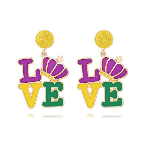 Zinc Alloy Stud Earring Alphabet Letter fashion jewelry & for woman & enamel multi-colored nickel lead & cadmium free Sold By Pair