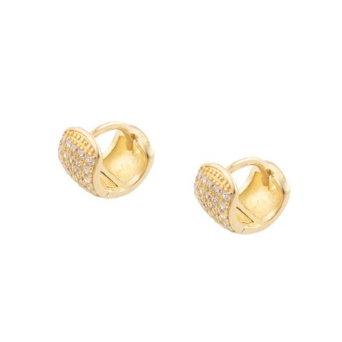 Cubic Zirconia Micro Pave Latão Brinco, cobre, banhado, micro pavimento em zircônia cúbica & para mulher, dourado, 8.50x7x10mm, 5Pairs/Lot, vendido por Lot