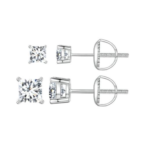 Sterling Silver Jewelry orecchino, 925 argento sterlina, with Moissanite, placcato, formato differente per scelta & per la donna, color platino, Venduto da coppia