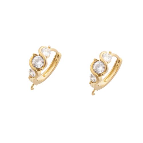 Brass Hoop Earring Components plated DIY & micro pave cubic zirconia gold Sold By Lot