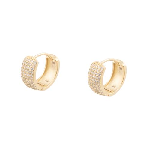 Cubic Zirconia Micro Pave Latão Brinco, cobre, banhado, micro pavimento em zircônia cúbica & para mulher, dourado, 14.50x6.50x16mm, 5Pairs/Lot, vendido por Lot