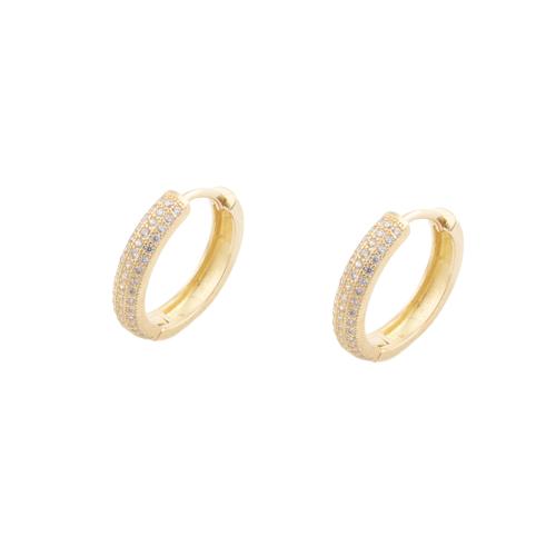 Cubic Zirconia Micro Pave Latão Brinco, cobre, banhado, micro pavimento em zircônia cúbica & para mulher, dourado, 19x3.50x19.50mm, 5Pairs/Lot, vendido por Lot