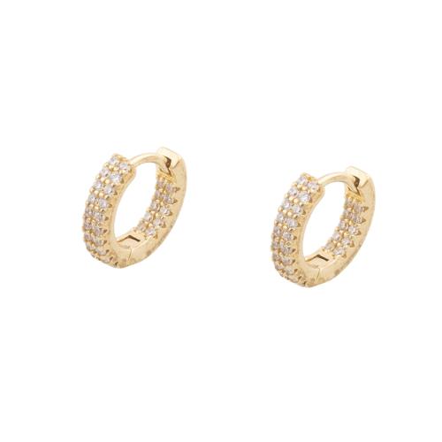 Boucles d'oreilles en laiton zircon cubique pavent, Placage, pavé de micro zircon & pour femme, Or, 11x4x12mm, 5pairescouple/lot, Vendu par lot