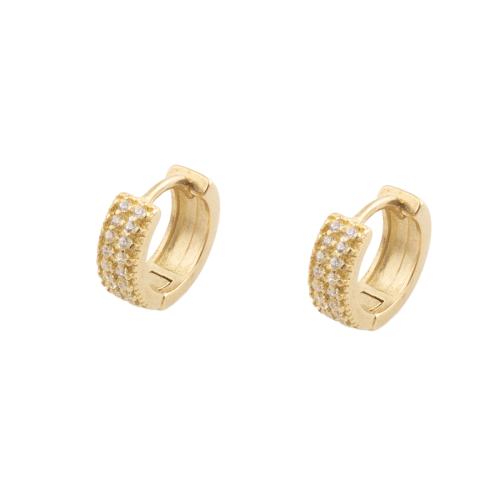 Cubic Zirconia Micro Pave Latão Brinco, cobre, banhado, micro pavimento em zircônia cúbica & para mulher, dourado, 13x4x14.50mm, 5Pairs/Lot, vendido por Lot