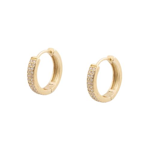 Cubic Zirconia Micro Pave Latão Brinco, cobre, banhado, micro pavimento em zircônia cúbica & para mulher, dourado, 13.50x2.50x15mm, 5Pairs/Lot, vendido por Lot