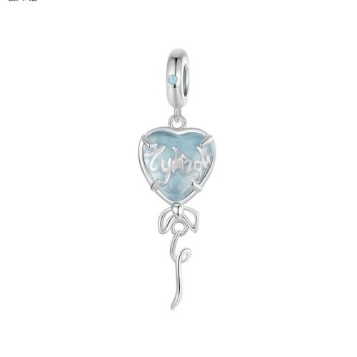 argent sterling 925 Pendentifs European, avec Opale & verre, Placage, DIY, couleur platine, 36x11mm, Vendu par PC