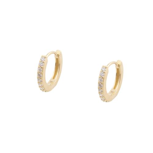 Terningformet Zirkon Micro Pave Messing Øreringe, forgyldt, Micro Pave cubic zirconia & for kvinde, guld, 12.50x2x14mm, 5par/Lot, Solgt af Lot