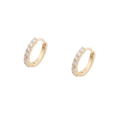 Boucles d'oreilles en laiton zircon cubique pavent, Placage, pavé de micro zircon & pour femme, Or, 13x2x14mm, 5pairescouple/lot, Vendu par lot