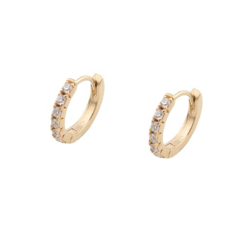 Cubic Zirconia Micro Pave Latão Brinco, cobre, banhado, micro pavimento em zircônia cúbica & para mulher, dourado, 12x2x13mm, 5Pairs/Lot, vendido por Lot